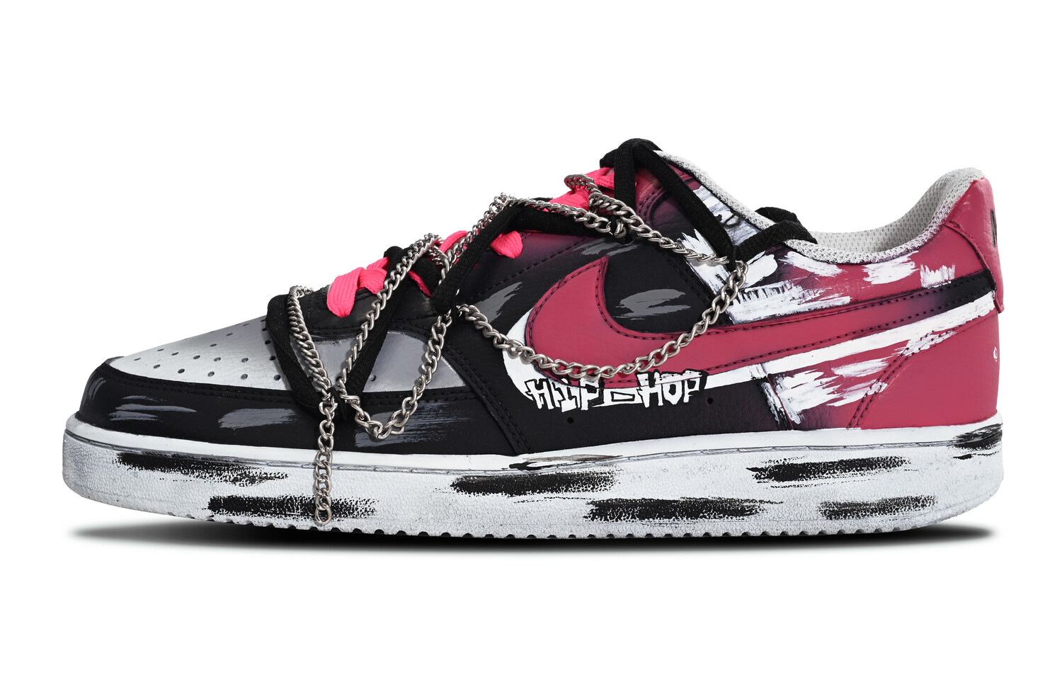

Кроссовки Nike Court Vision 1 Skateboarding Shoes Women's Low-top Black/pink/white/gray, черный