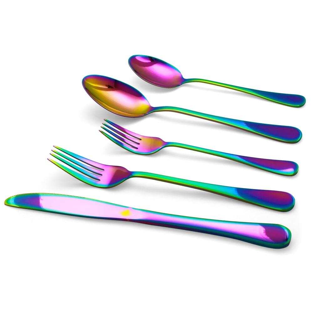 

Elyon Tableware Набор столовых приборов Iridescent Rainbow, 20 предметов, нержавеющая сталь, сервис на 4 персоны, цвет Rainbow