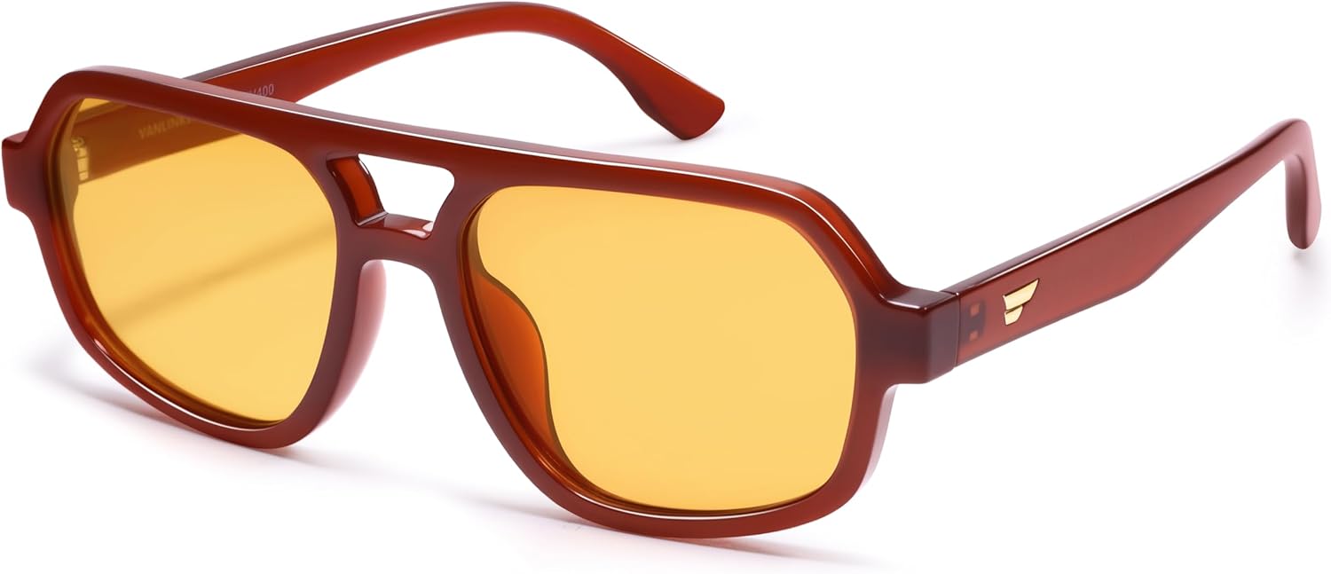 

Солнцезащитные очки-авиаторы VANLINKER в стиле ретро для женщин и мужчин, модные, в стиле 70-х, поляризованные, квадратной формы, винтажные, увеличенного размера VL9917, C6-orange-brown/Yellow