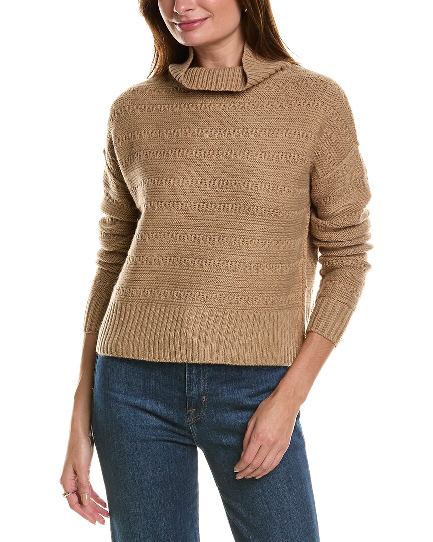 

Укороченный фактурный свитер Forte Cashmere с воротником-стойкой из смеси шерсти и кашемира, коричневый