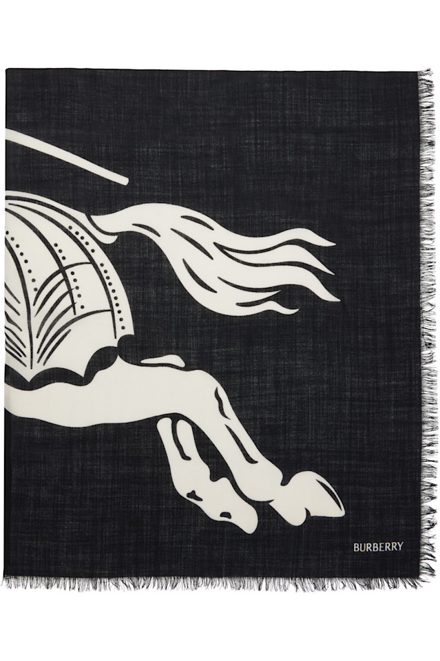 

Burberry Черный широкий шерстяной шарф EKD