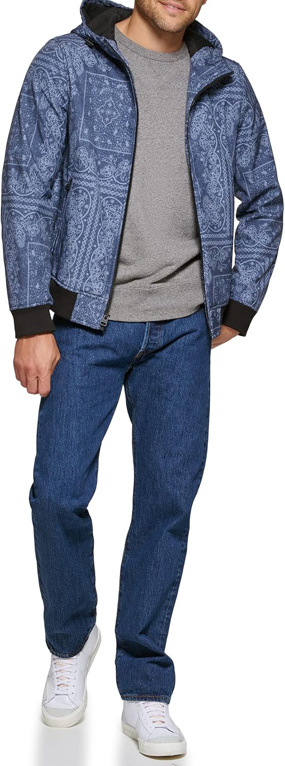 Мужская куртка-бомбер Levi's с капюшоном и водонепроницаемым покрытием Softshell, Faded Blue Bandana — фото 4