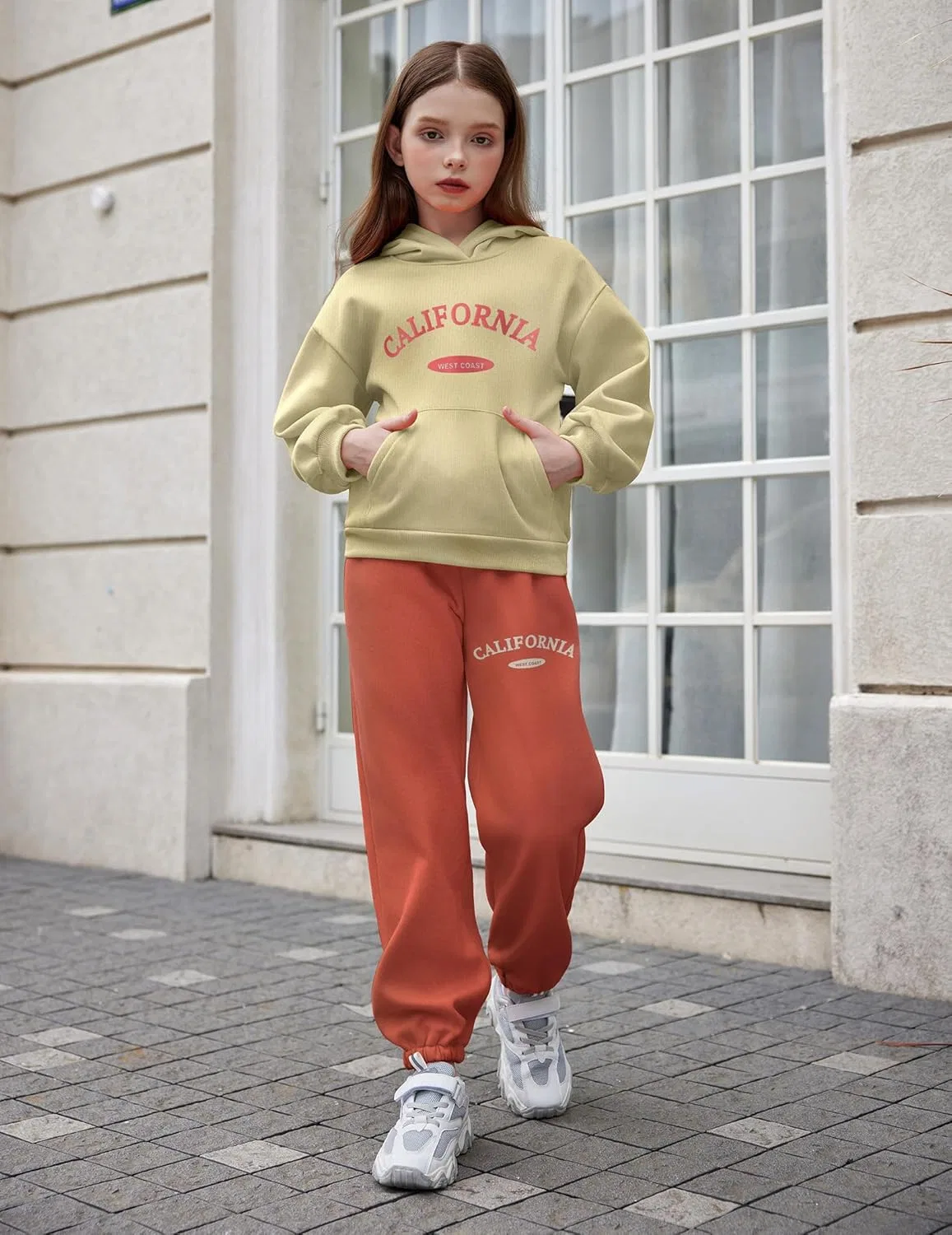 Спортивный костюм для девочек, оверсайз, Beige&pink — фото 2