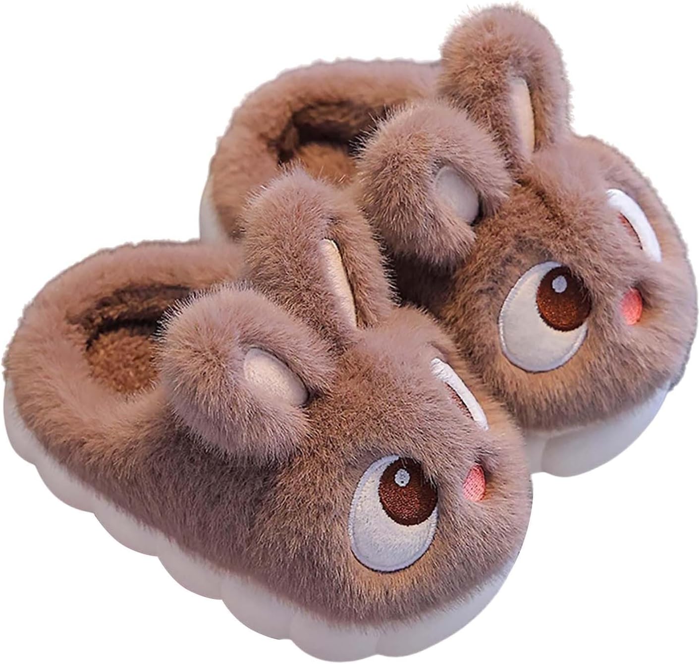 

Мягкие плюшевые тапочки для малышей, обувь для детей с эффектом памяти, противоскользящие зимние ботинки с зайчиком, теплые и удобные хлопковые ботинки для ходьбы Generic, Coffee