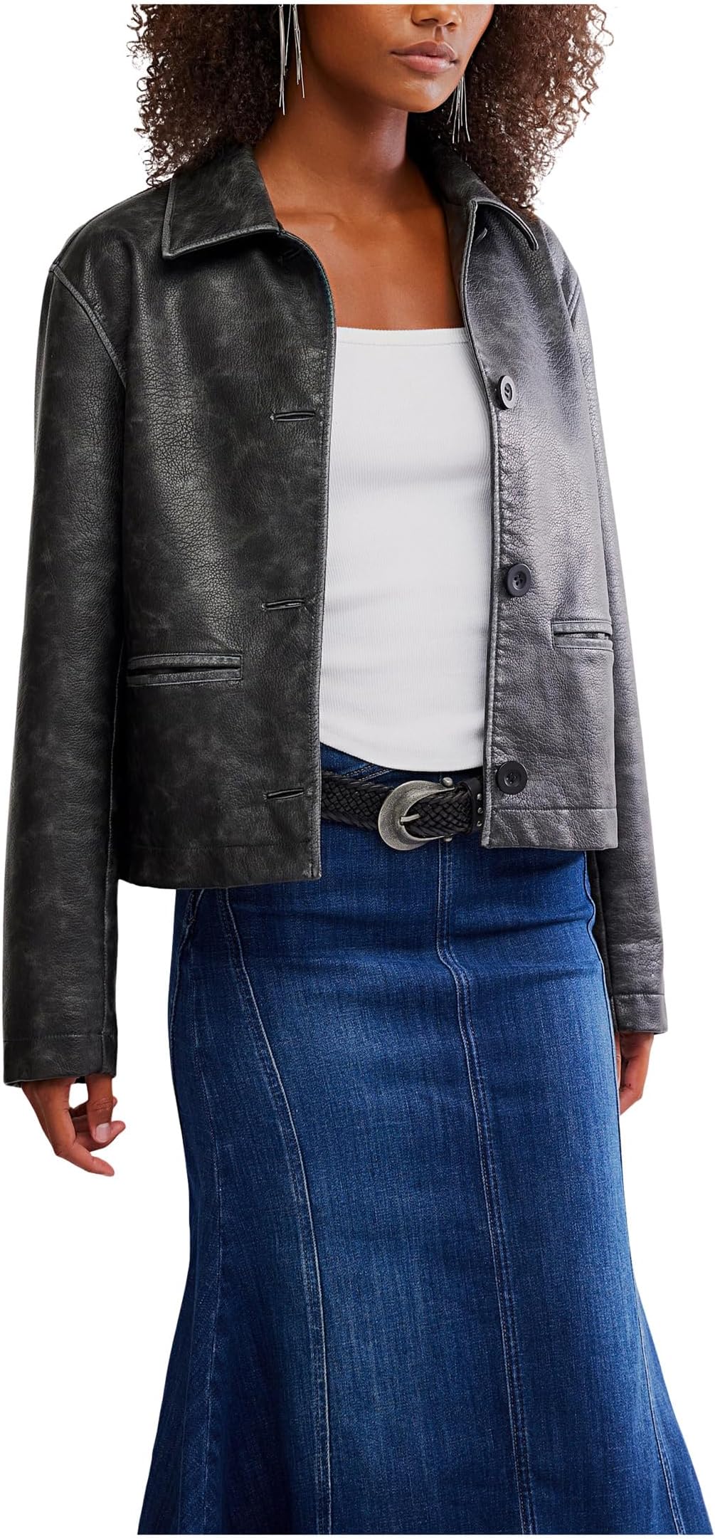 

Куртка Free People Hera Vegan Leather Jacket, черный