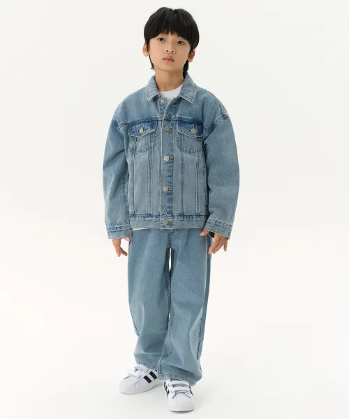 Детская джинсовая куртка оверсайз MUSINSA STANDARD KIDS светлый индиго