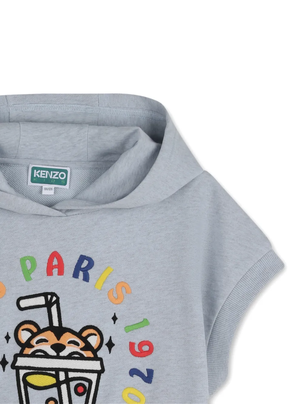 Худи с графической вышивкой Kenzo Kids, серый — фото 3