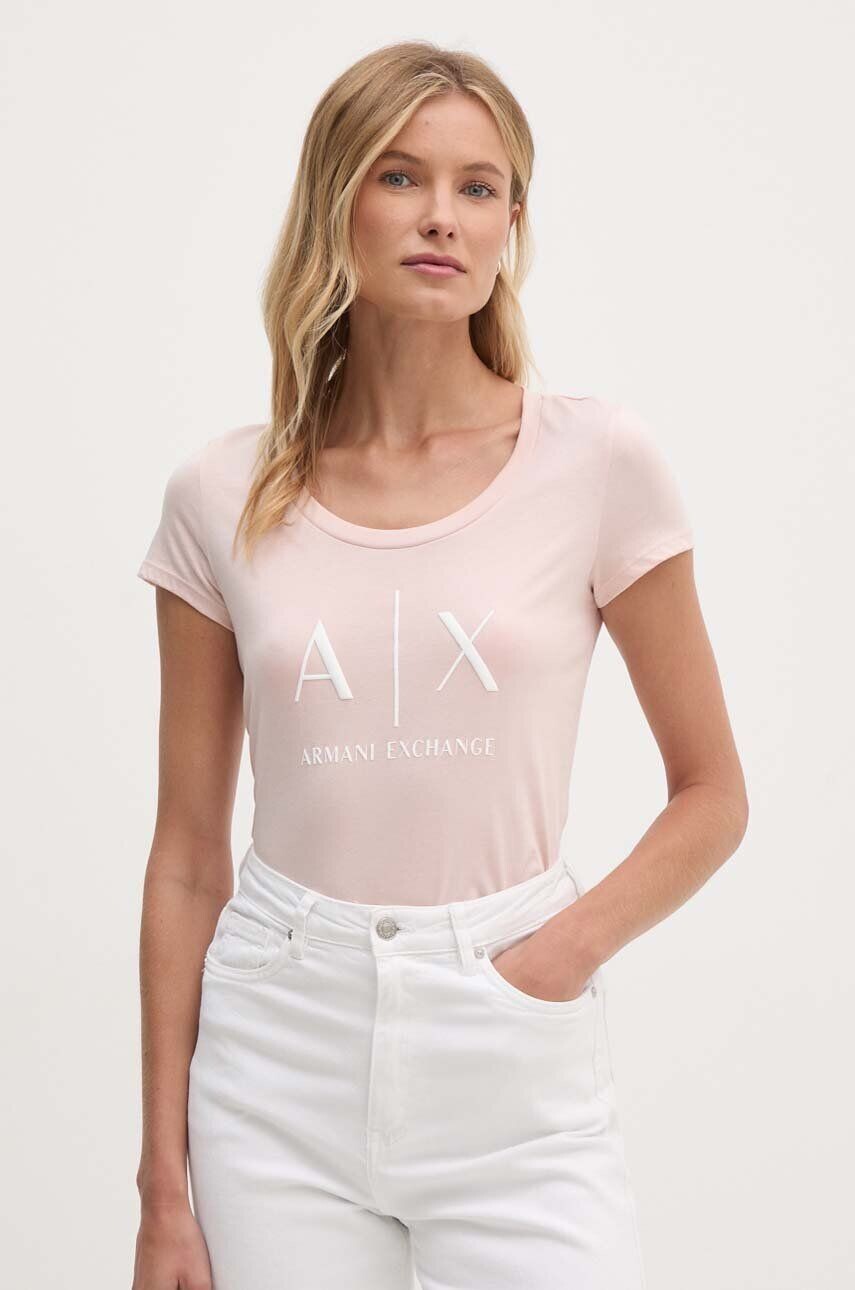 

Хлопковая футболка Armani Exchange, розовый