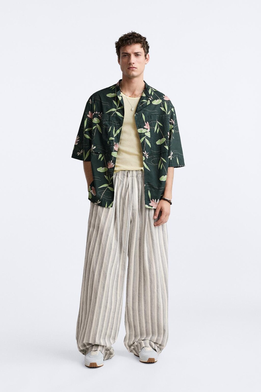 

Рубашка с цветочным принтом ZARA, напечатано