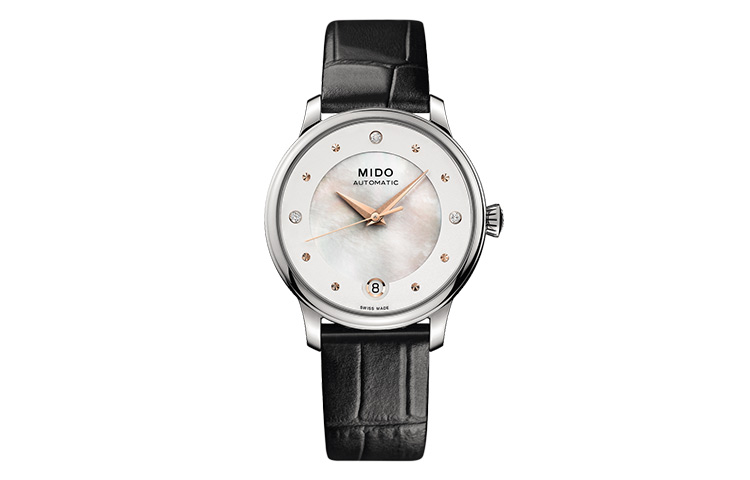 

MIDO Часы Baroncelli Automatic Mechanical Movement Women's Watch 33mm White Dial Stainless Steel Case Leather Strap, White Mother of Pearl