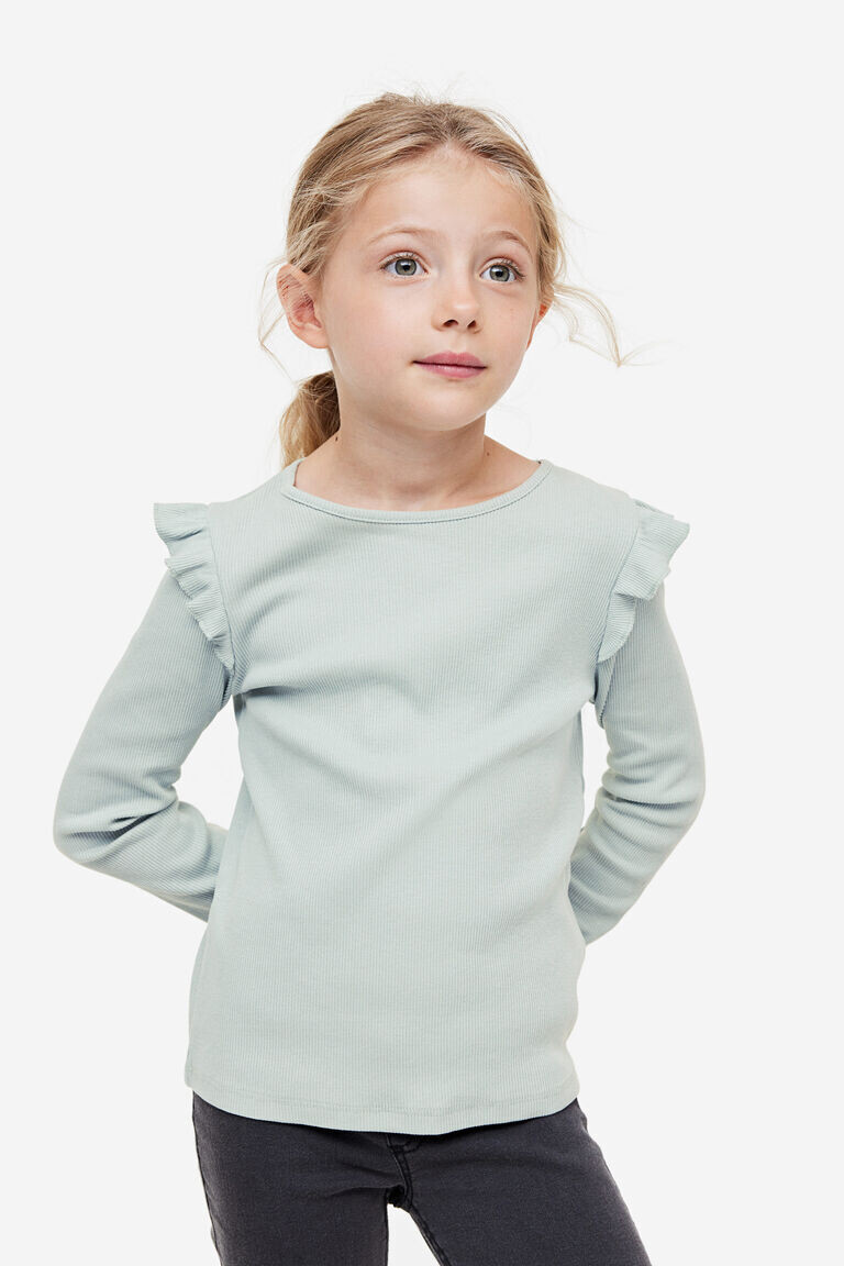 

Рубчатый топ с воланами H&M, зеленый
