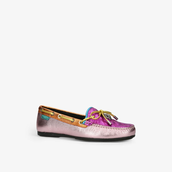 Кожаные мокасины с орлом и радужным принтом Kurt Geiger London, розовый — фото 3