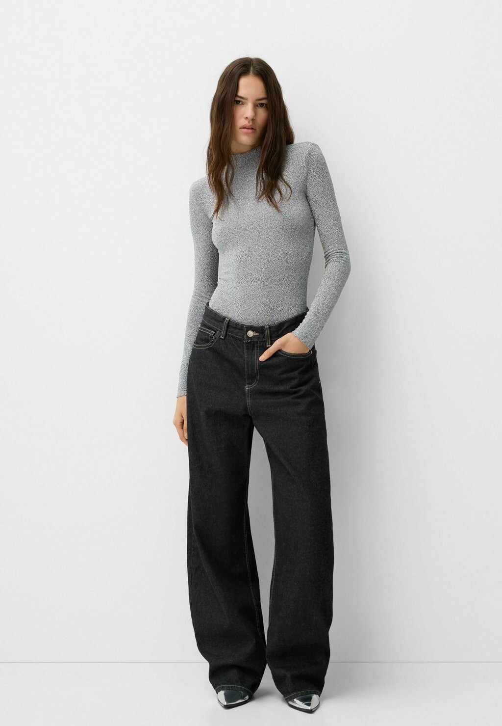 

Боди Bershka, серебристый