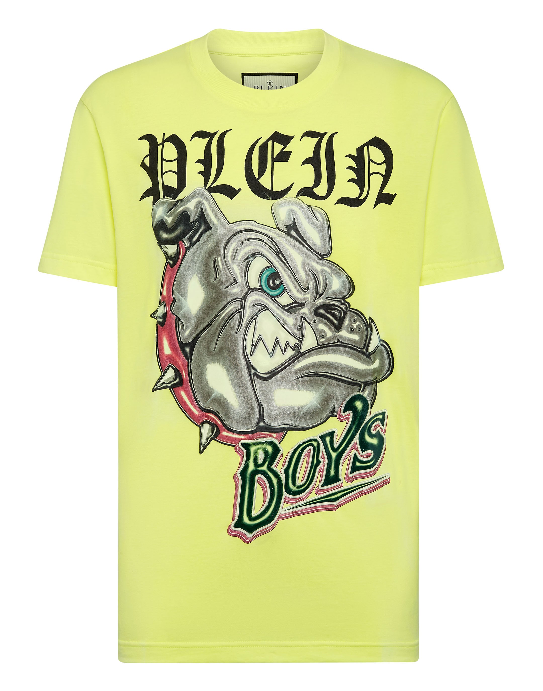 

Футболка с круглым вырезом SS Bulldogs PHILIPP PLEIN, цвет yellow fluo