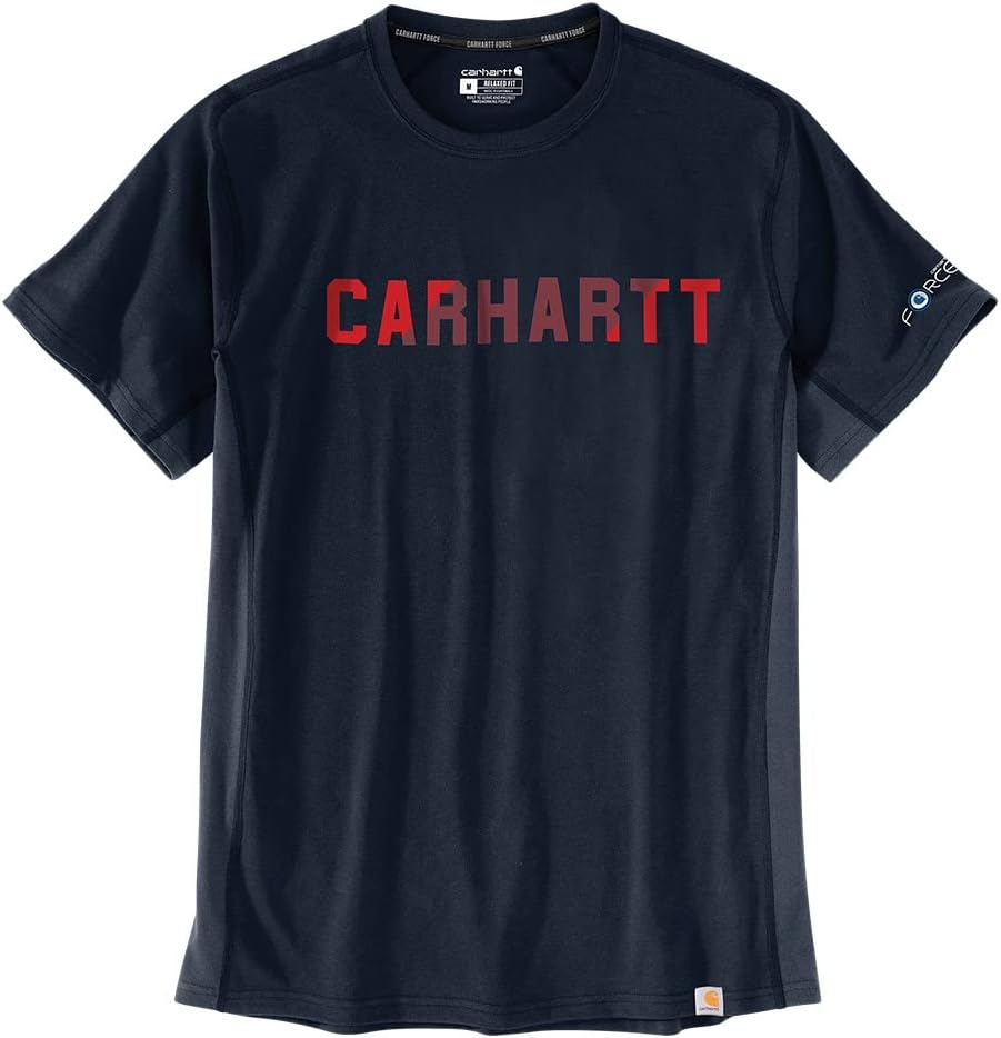 

Мужская футболка Carhartt 105203 Force свободного кроя средней плотности с коротким рукавом и графикой, Navy, Синий, Мужская футболка Carhartt 105203 Force свободного кроя средней плотности с коротким рукавом и графикой, Navy