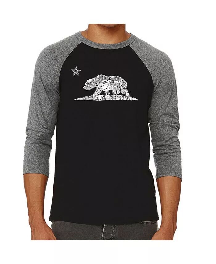 

Мужская футболка California Bear с принтом «Реглан» LA Pop Art, серый