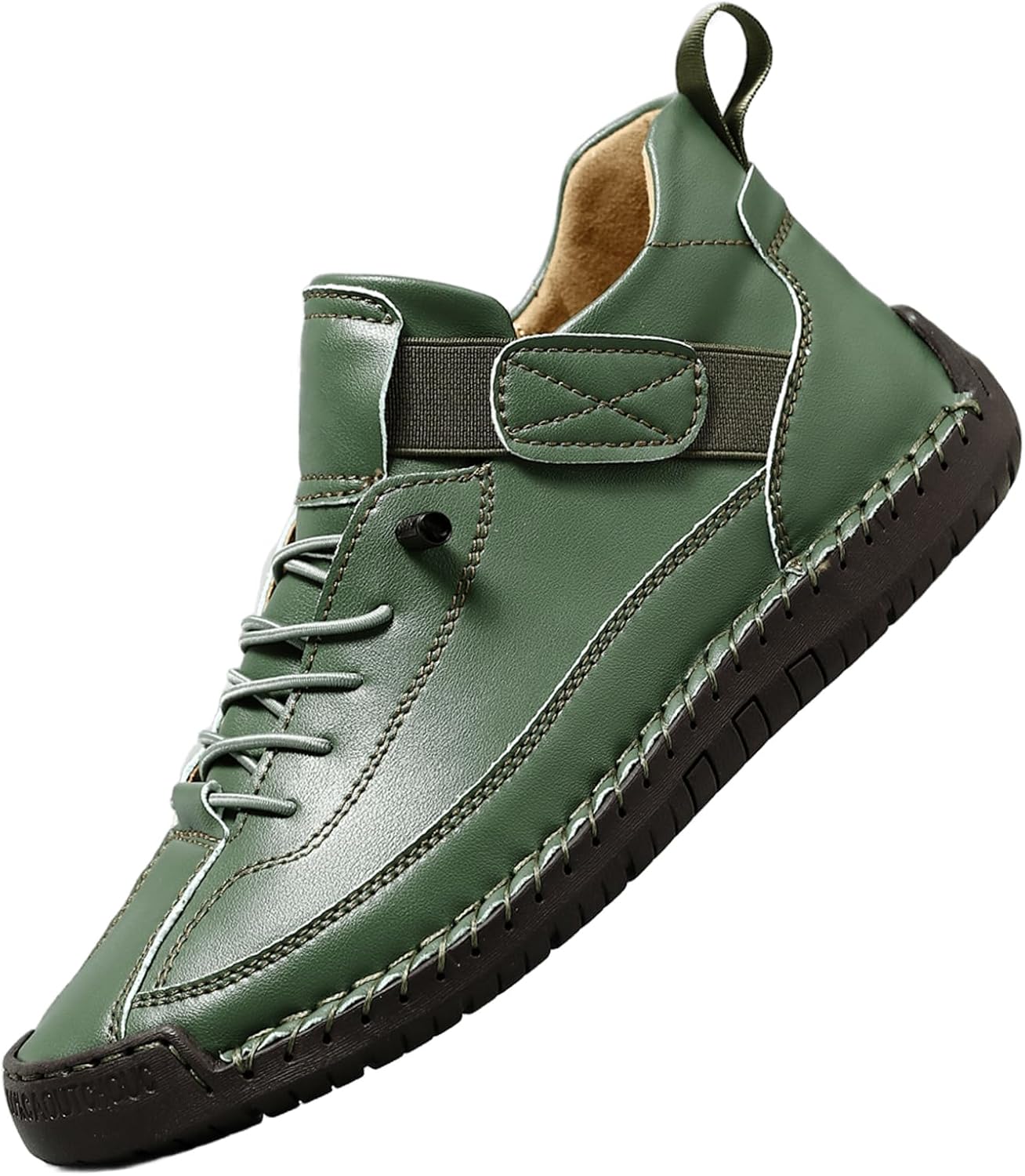 

Мужские кожаные ботинки-чукка на щиколотку, ручная работа, удобная кожаная обувь, слипоны с мягкой ортопедической поддержкой для походов, кемпинга и вождения Generic, зеленый