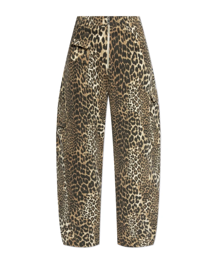 

Брюки с животным принтом Ganni, коричневый