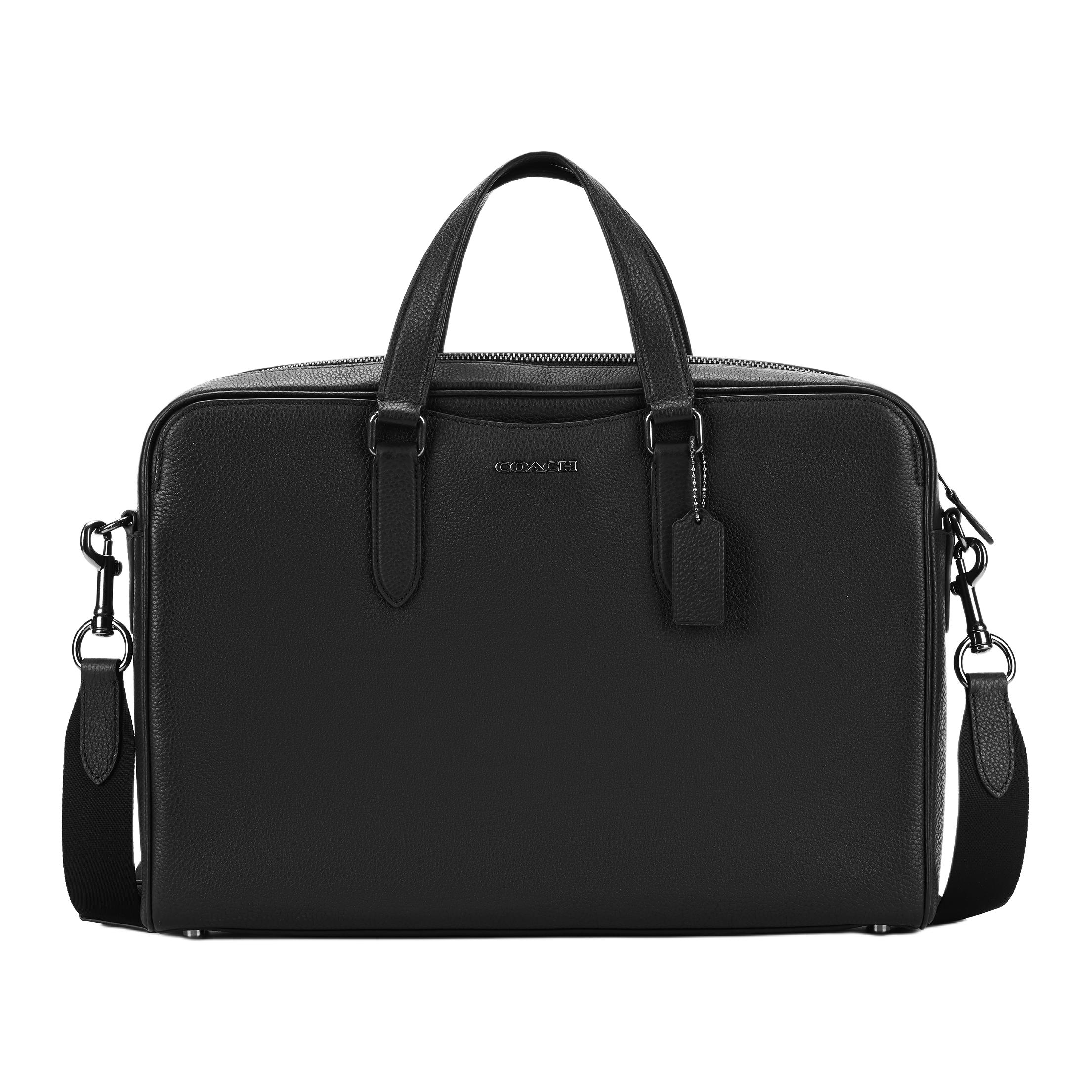 

COACH Кожаная сумка Грэм Пибблд наплечная через плечо для ноутбука портфель мужская большая черная