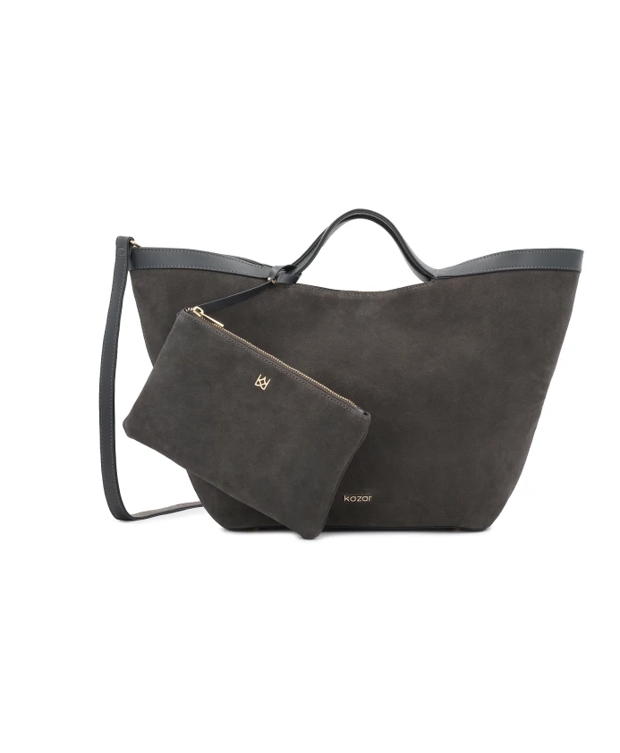 

Большая сумка, изготовленная из комбинации замши и натуральной кожи. Kazar, серый