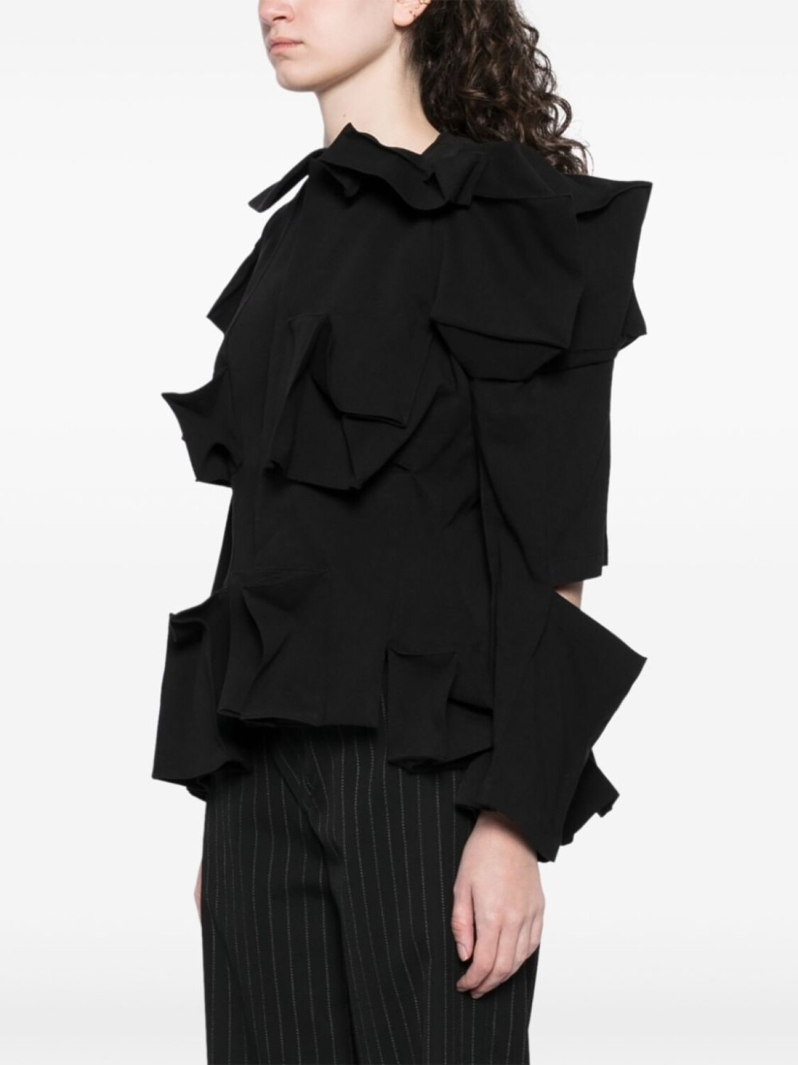 Твиловый жакет с драпировкой Yohji Yamamoto, черный — фото 3