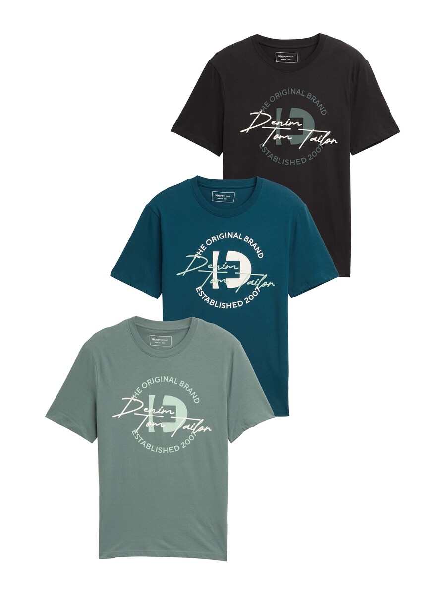 

Футболка TOM TAILOR DENIM, Petrol/Light green/Black