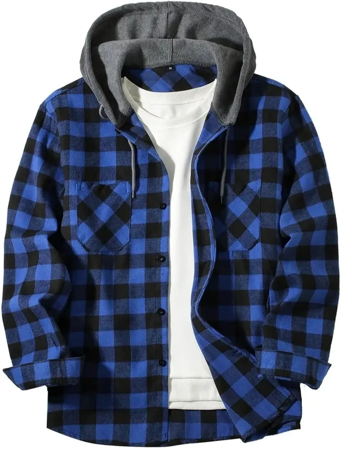 

Рубашка-толстовка с капюшоном Flannel, мужская, с карманами yakyamgi