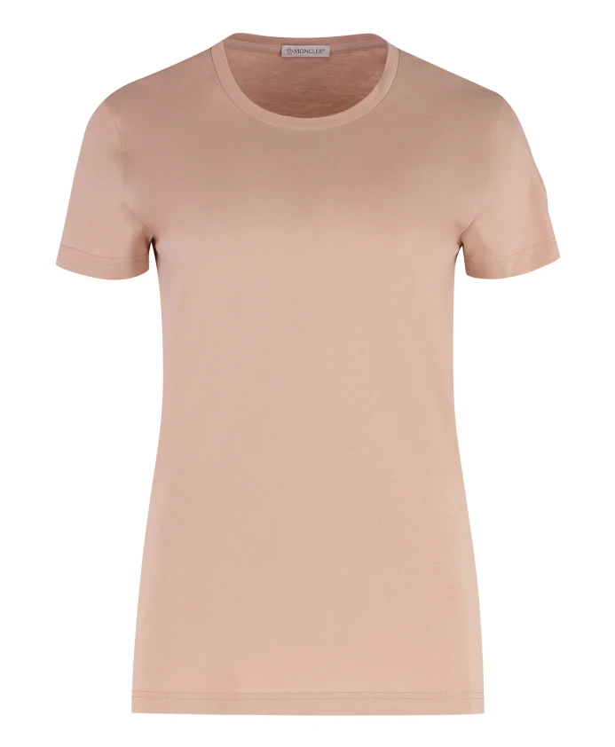 

Хлопковая футболка с круглым вырезом Moncler, розовый