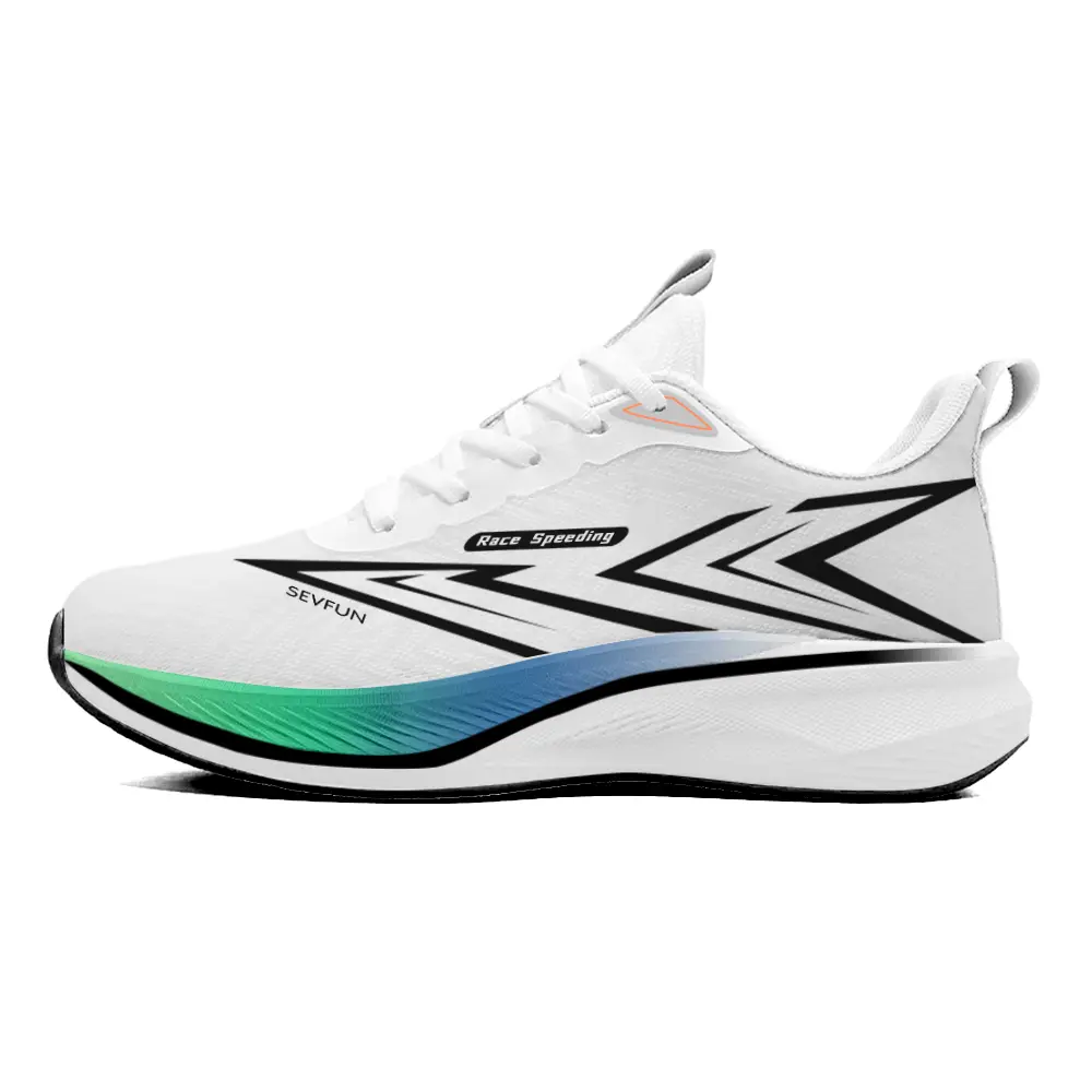 

7 SEVFUN Низкие беговые кроссовки унисекс бело-зеленые (дышащие), цвет White Green (Breathable)
