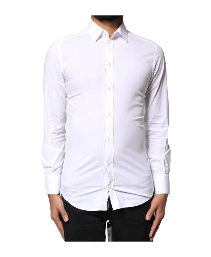 

Белая приталенная рубашка из хлопка. Dolce & Gabbana, белый