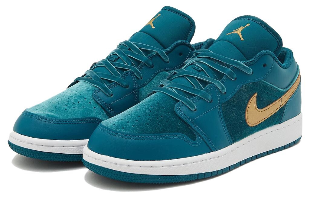 Кроссовки Jordan 1 Low SE Geode Teal Metallic Gold GS, золотой — фото 3