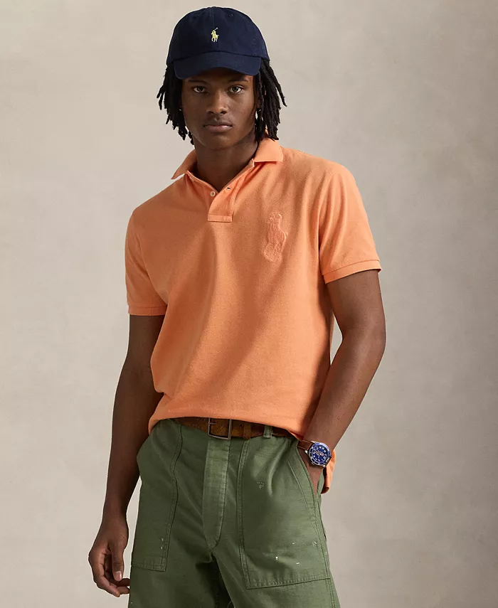 

Мужская поло с вышивкой Big Pony, slim fit, из сетчатой ткани Polo Ralph Lauren, розовый