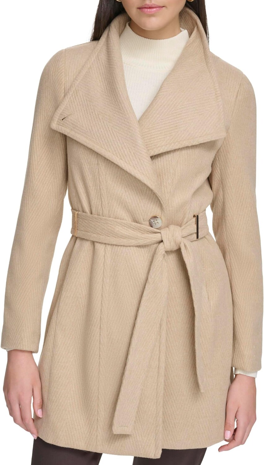 

Пальто Wool Wrap Calvin Klein, цвет Camel Herringbone