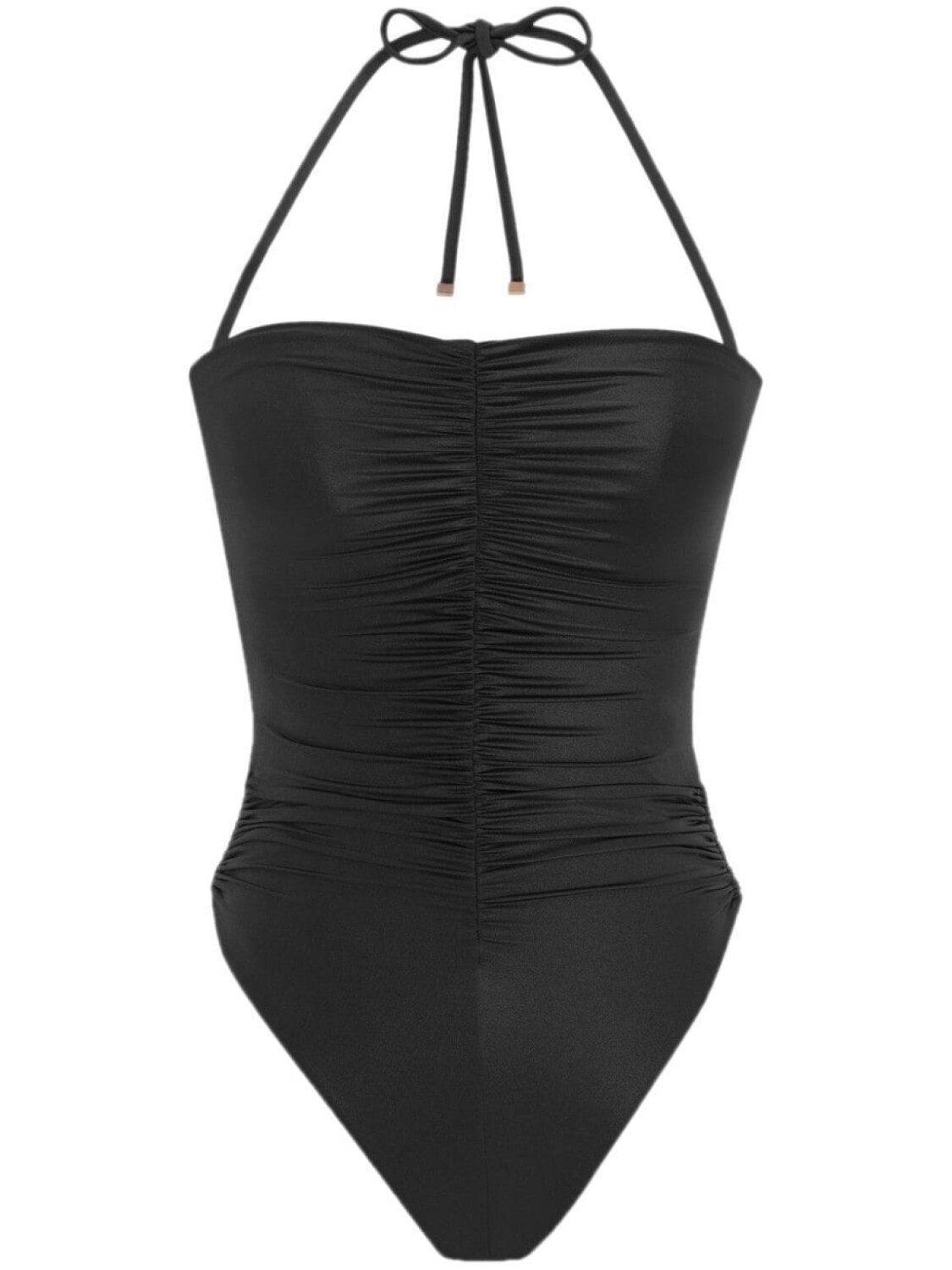 

Saint Laurent купальник с вырезом халтер и сборками, черный