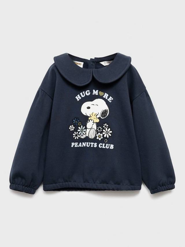 

Детский хлопковый свитшот Snoopy свободного кроя Mango, Navy