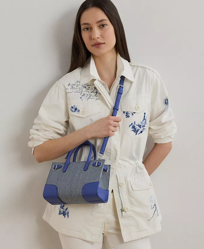 

Полосатая холщовая сумка-тоут Devyn Small Lauren Ralph Lauren, мультиколор
