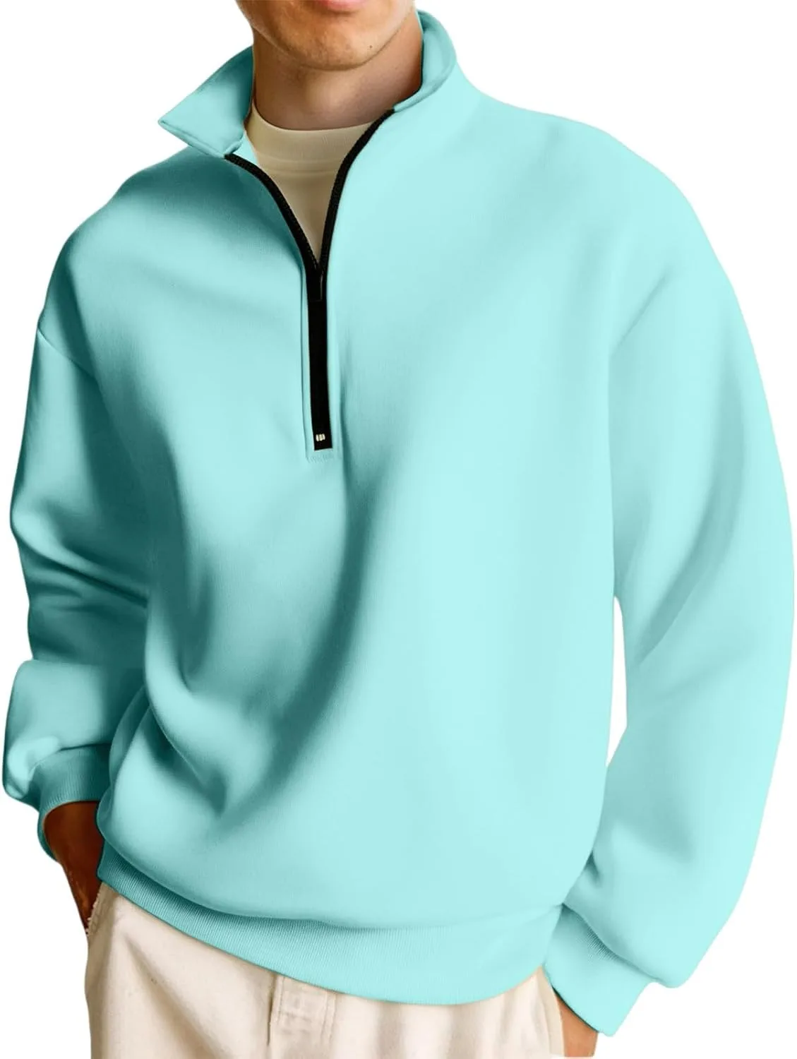 

DuDubaby мужской термофлисовый полузиппуловер зимний утепленный свитер