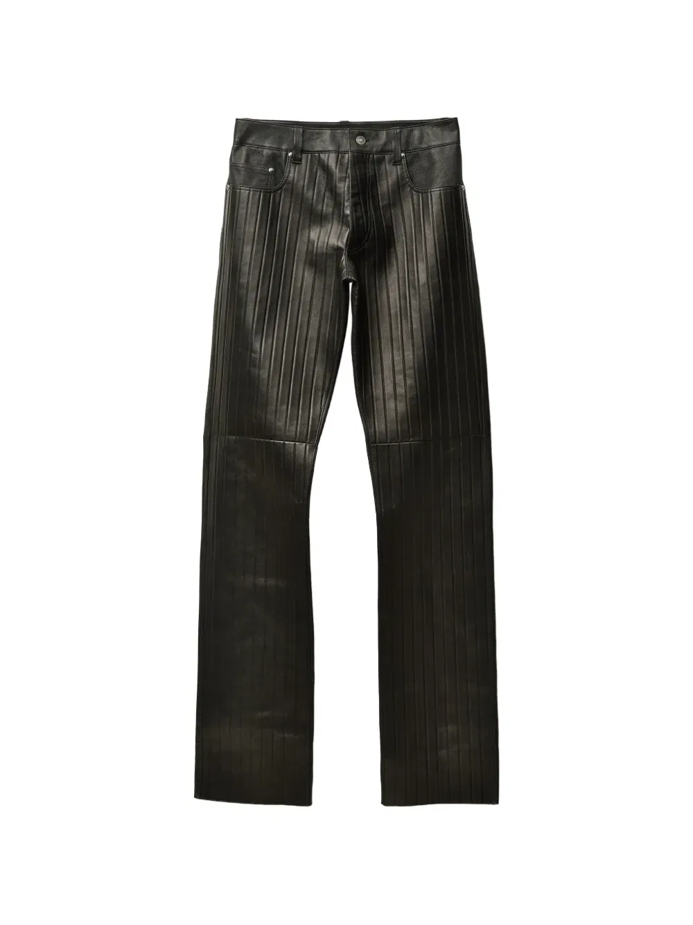 Брюки из тисненой кожи Versace, черный