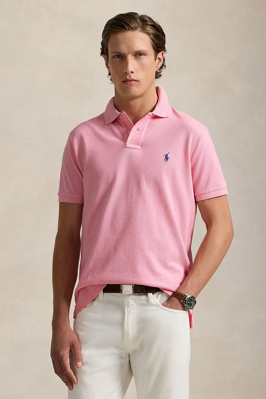 

Хлопковая рубашка-поло Polo Ralph Lauren, розовый