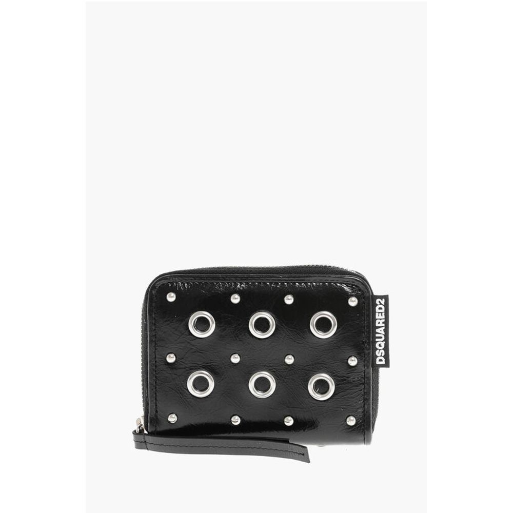

Кошелек из лакированной кожи с декоративными люверсами Dsquared2, Black