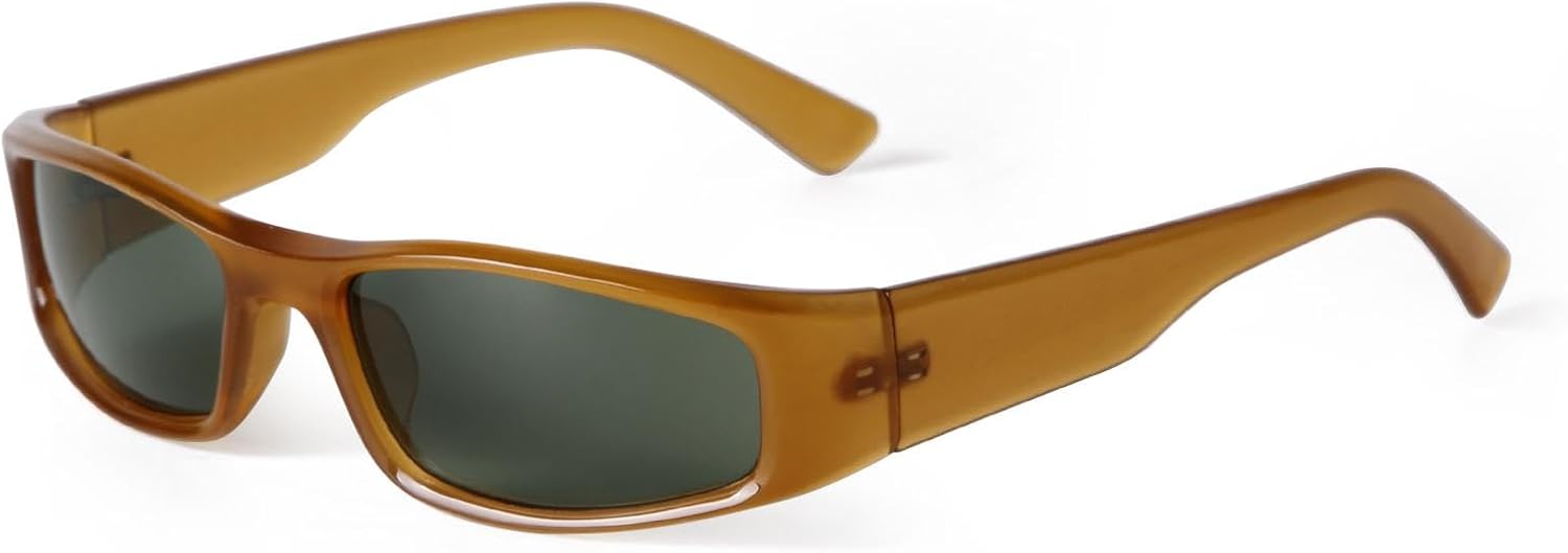 

Узкие прямоугольные спортивные солнцезащитные очки для женщин и мужчин, модные винтажные коричневые солнцезащитные очки, женские очки с защитой от УФ-излучения UV400 WNCKSQ, C4