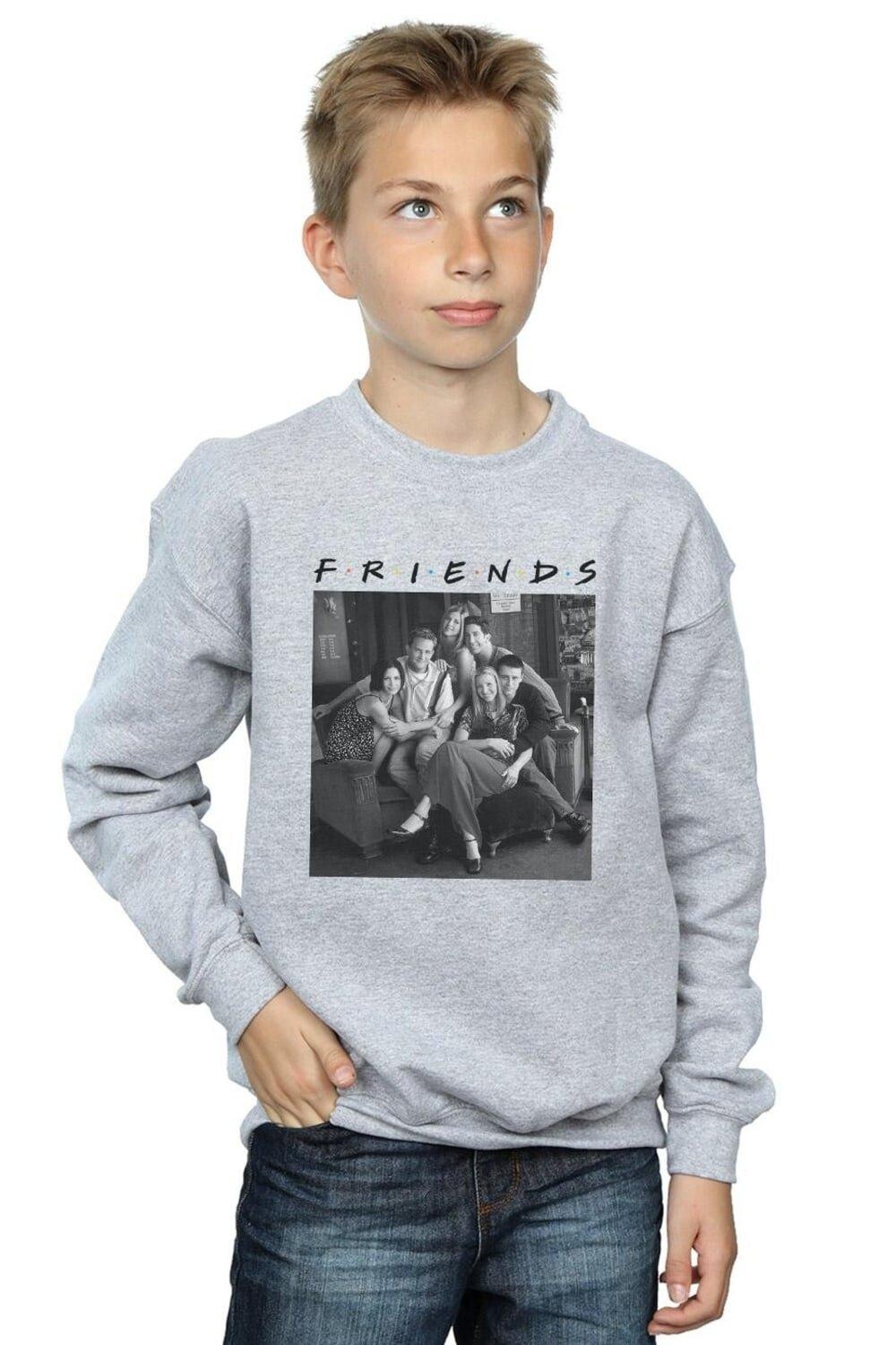 

Черно-белый свитшот с фото Friends, серый, Черный, Черно-белый свитшот с фото Friends, серый