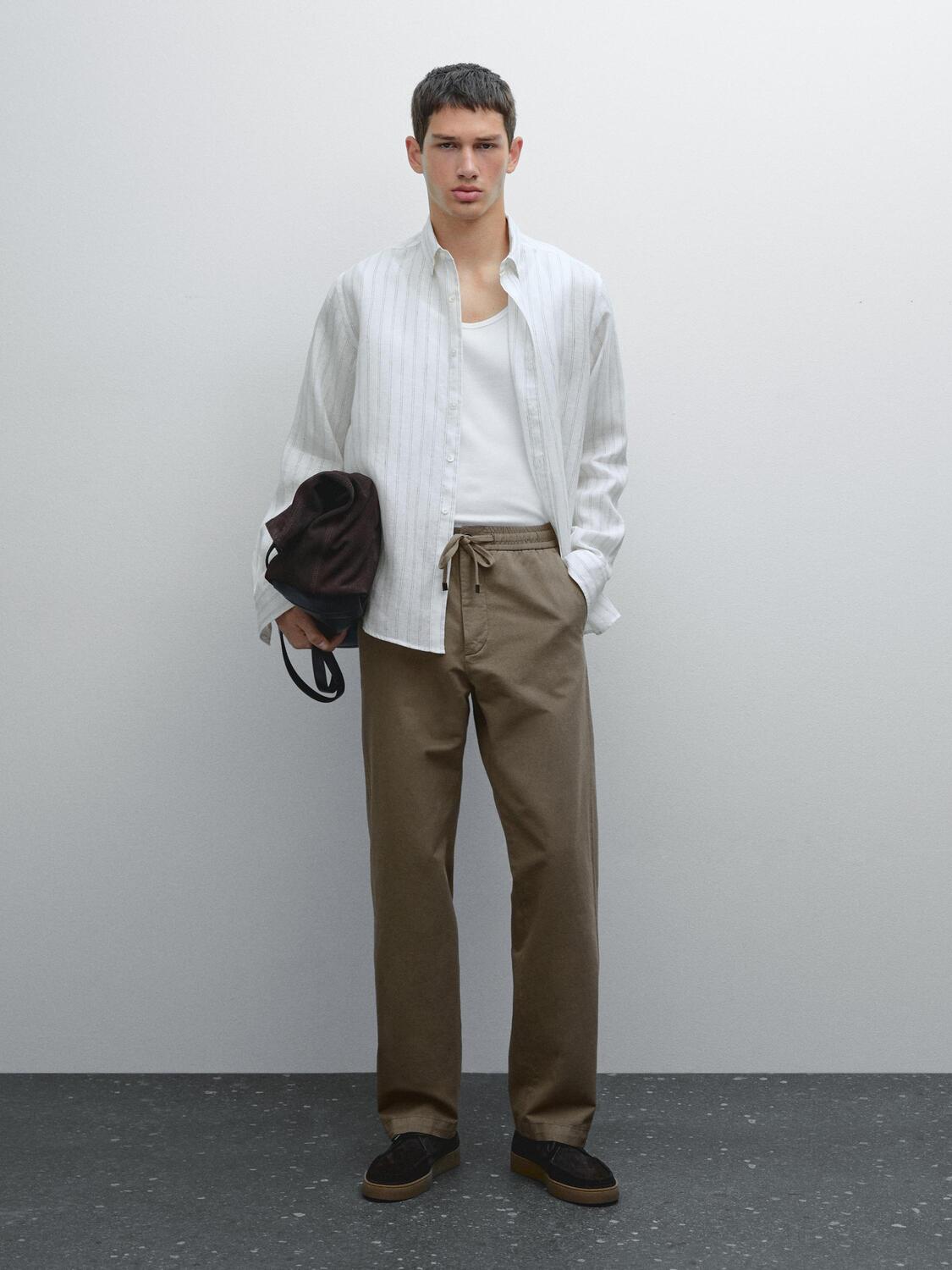 

Брюки-Джоггеры из хлопковой смеси Massimo Dutti, Mink