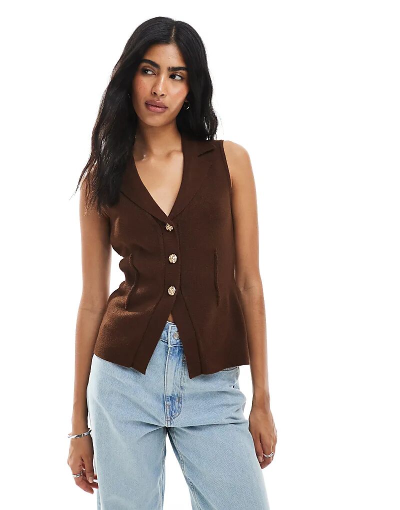 

Вязаный жилет ASOS DESIGN коричневого цвета