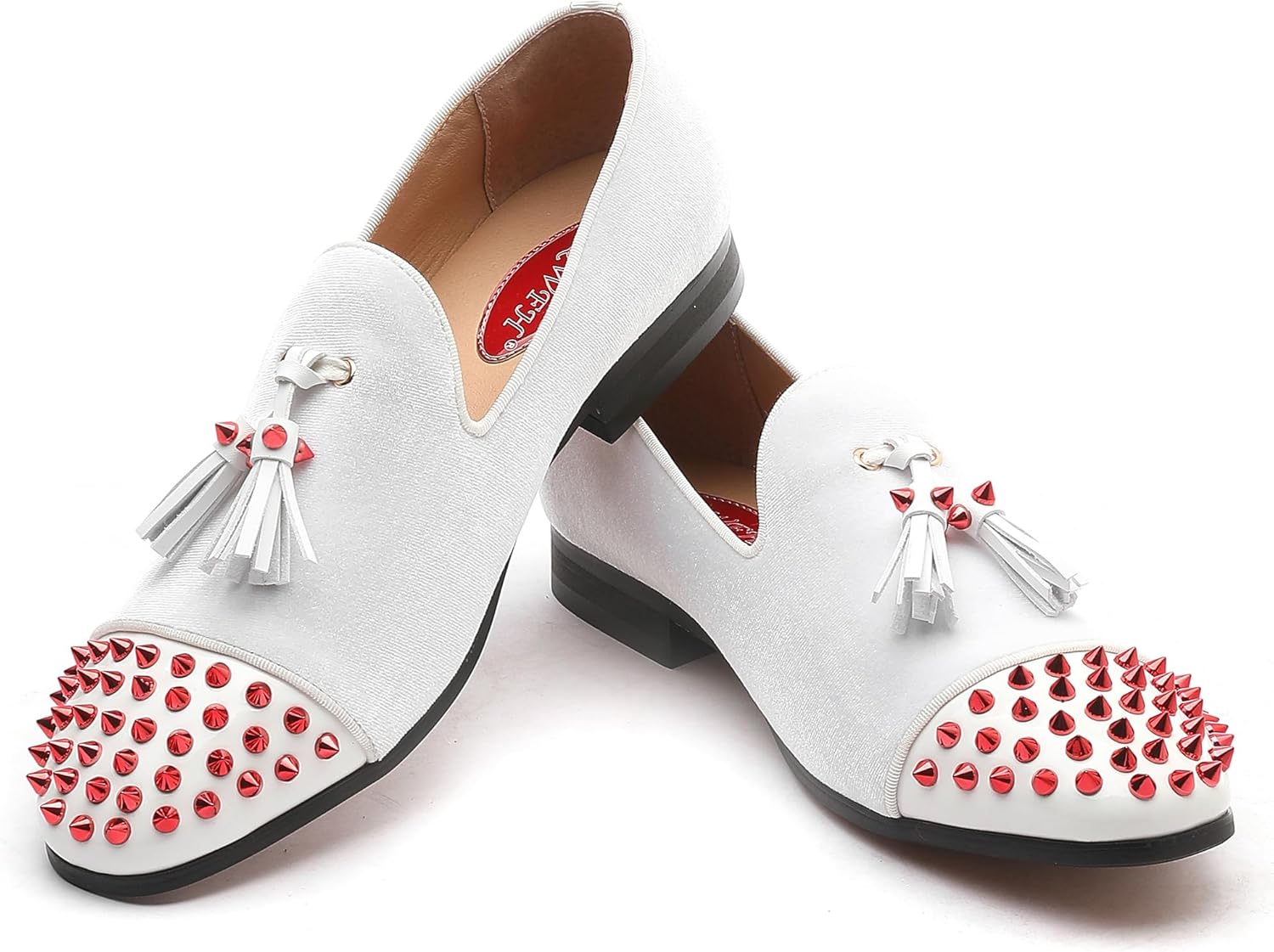 

Мужские роскошные бархатные лоферы XQWFH с модными шипами, повседневные лоферы для мужчин, элегантные классические лоферы на слипоне из блестящей замши (черные)