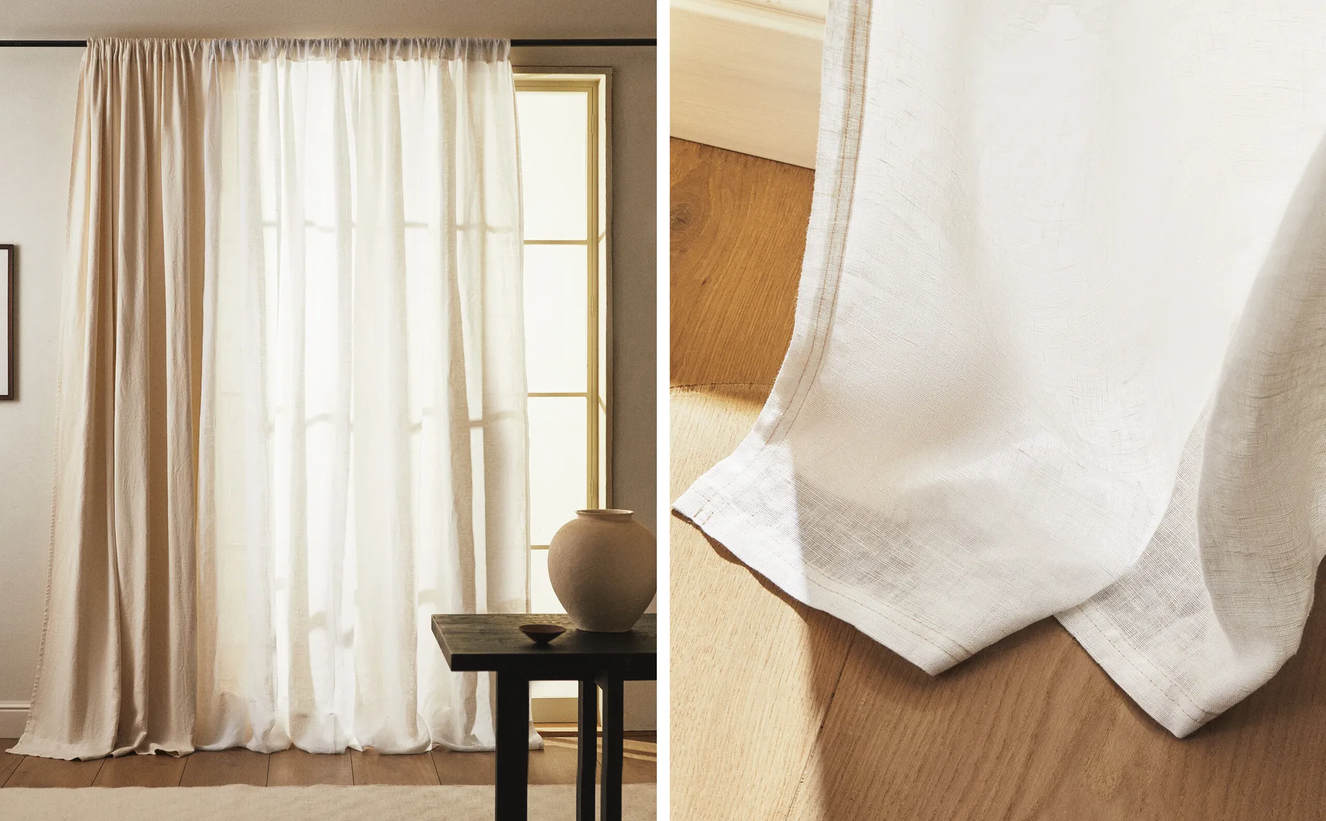 

Занавеска из стираного льна 280 х 300см. Zara Home, белый