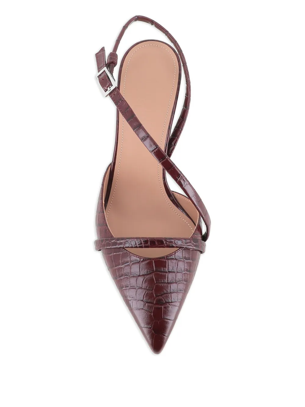 Туфли Valeria 70 с тиснением под кожу крокодила Malone Souliers, коричневый — фото 3