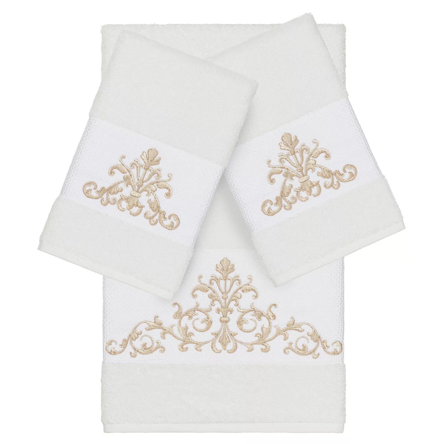 

Linum Home Textiles Набор из 3-х банных полотенец с украшением Scarlet, белый