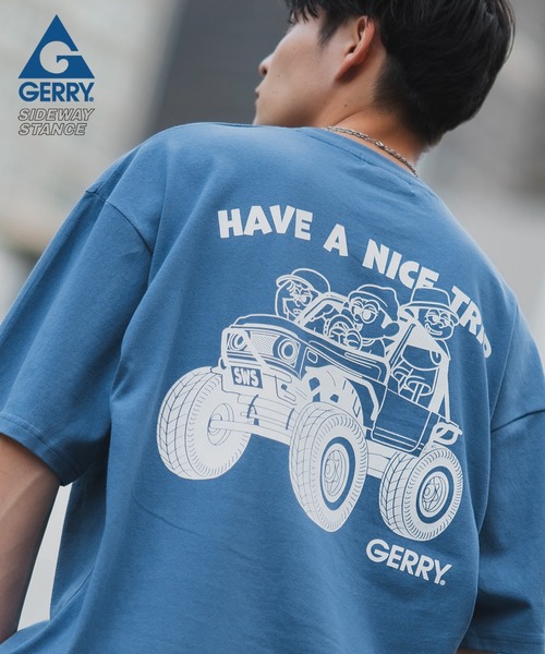 

Футболка с короткими рукавами, логотип, коллаборация Sideway Stance x Gerry, синий