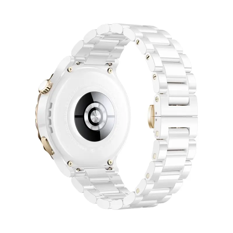 

IBOANN Часы Strap Huawei Compatibility Ceramic Material, Three-bead ceramic convex (screw) - white (gold buckle)